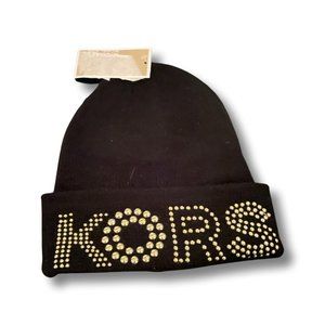 Michael Kors Black Studded Beanie Hat